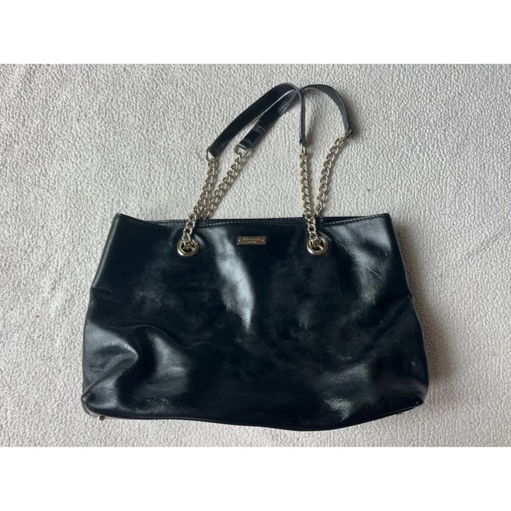 Kate Spade Classic Black Shoulder Bag Large Silver Hardware